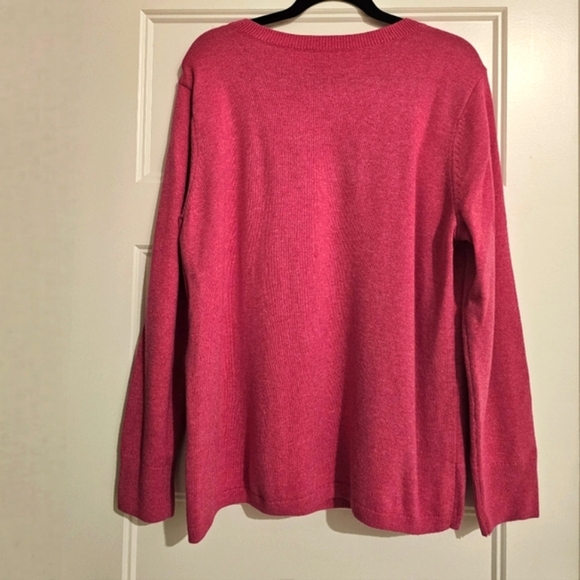Chico's Cashmere Blend Hot Pink Sweater with Peace Love Chic Design Chico's 3/XL - Picture 7 of 8